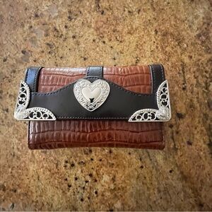 Brighton Brown and Black Women's wallet with Heart Detail